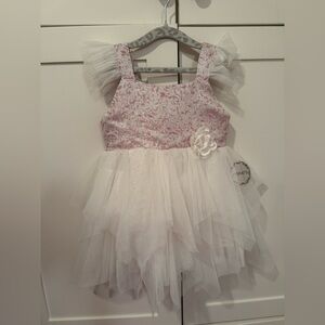 Popatu Pink and White Tulle Dress